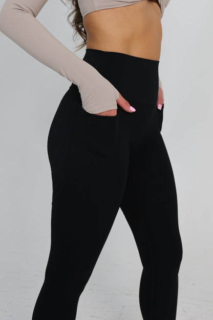 LIMITLESS LEGGINGS (POCKETS) - OBSIDIAN